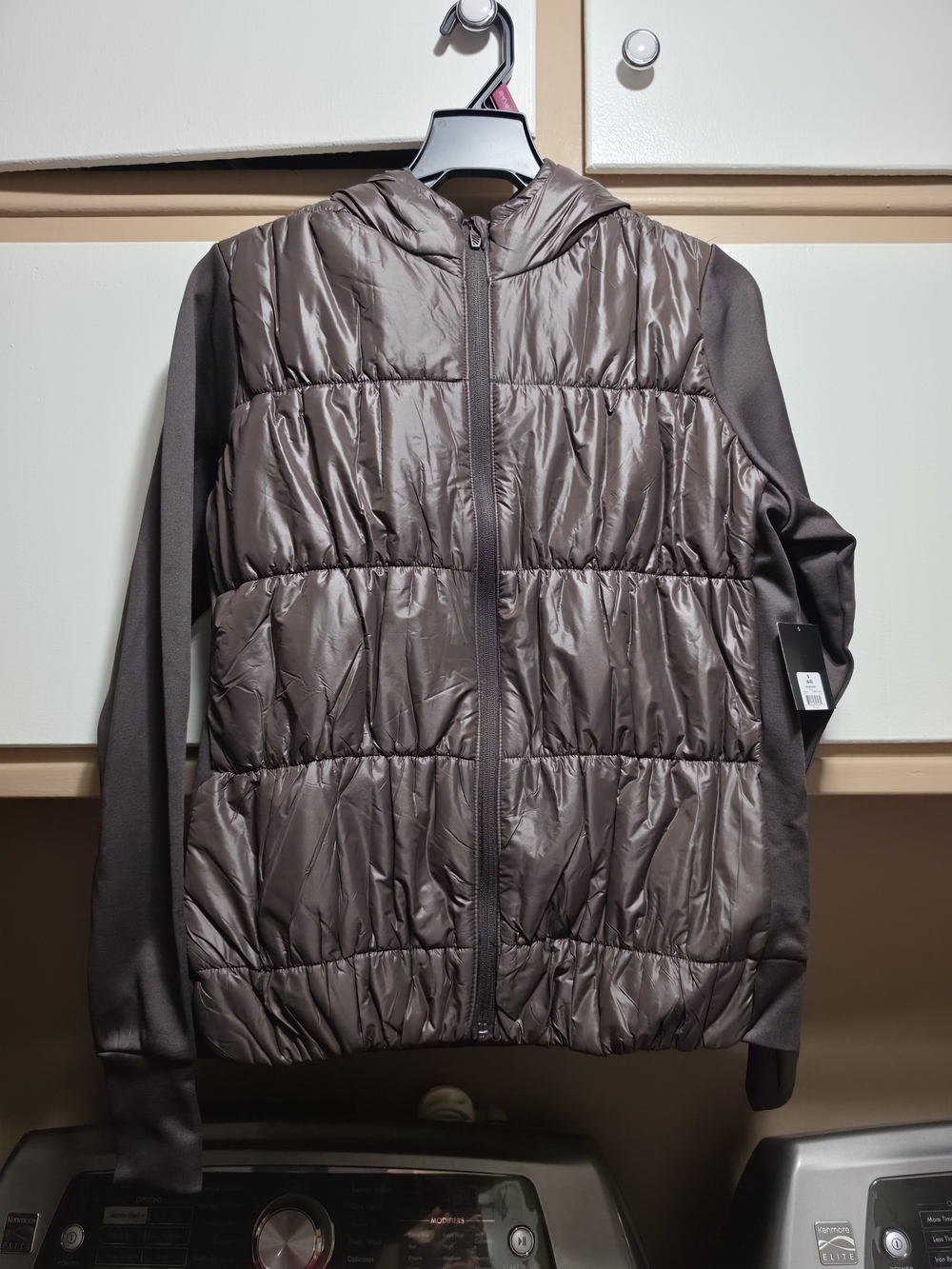 Avia Brown Women's Hooded Quilted Puffer Jacket